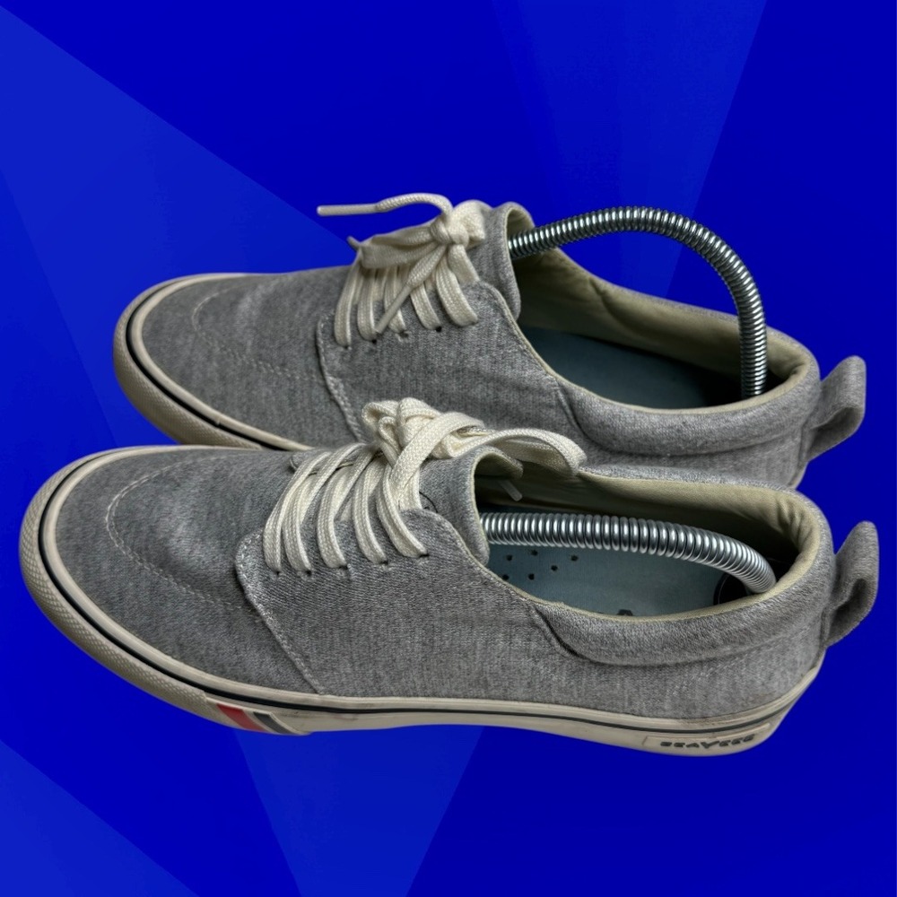 SEAVEES Mens Coastal Cruiser Heather Grey Cotton Terry Lace Up Shoes‎ Size 8.5